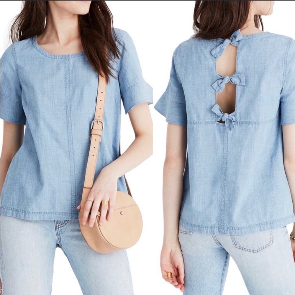 Madewell tie back chambray blouse